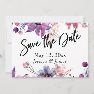 Modern Messy Abstract Watercolor Florals  Save The Date