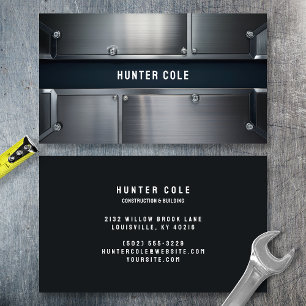 Modern Metal Industrial Construction Business Card