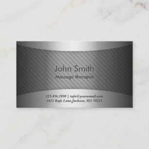 Modern Metal Massage Therapist Business Card