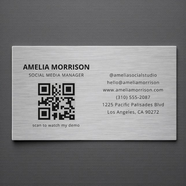 Modern Metal QR Code Minimalist Professional Business Card (Creator Uploaded)