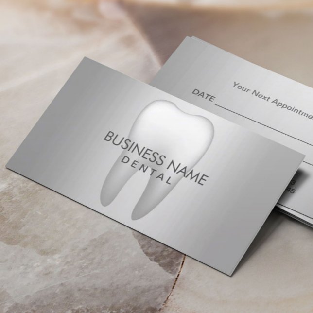 Modern Metal Silver Dental Appointment Card (Creator Uploaded)