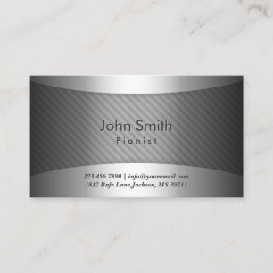 Modern Metal Stripes Pianist Business Card