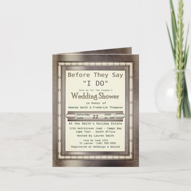 Modern Metal Texture Couple Shower Invitation (Front)