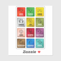 Modern Metallic 12 Zodiac Signs & Meanings Sticker
