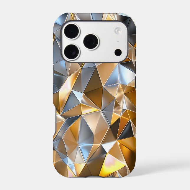 Modern Metallic Abstract Gold Silver Geometric (Back)