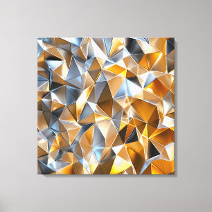 Modern Metallic Abstract Gold Silver Geometric Canvas Print