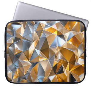 Modern Metallic Abstract Gold Silver Geometric Laptop Sleeve