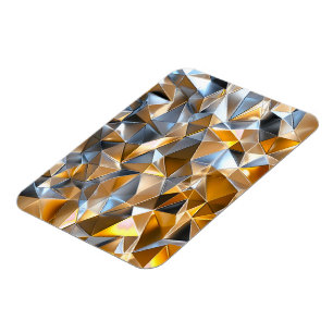 Modern Metallic Abstract Gold Silver Geometric Magnet