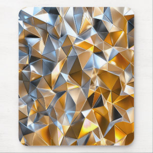 Modern Metallic Abstract Gold Silver Geometric Mouse Pad