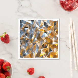 Modern Metallic Abstract Gold Silver Geometric Napkin