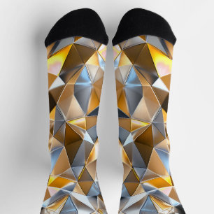 Modern Metallic Abstract Gold Silver Geometric Socks