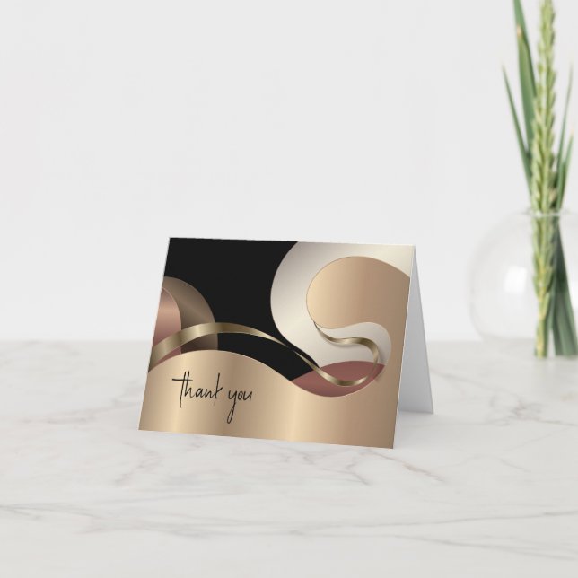 Modern Metallic Abstract Pattern Thank You (Front)