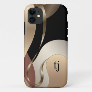 Modern Metallic Abstract Pattern with Monogram Case-Mate iPhone Case