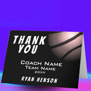 Modern Metallic Ball Black Coach Thank You Card