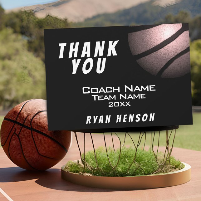 Modern Metallic Ball Black Thank you Coach Card (Creator Uploaded)