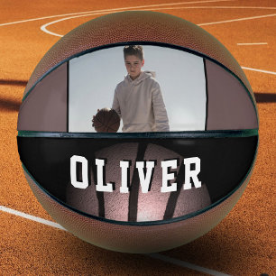 Modern Metallic Basketball Name Photo Basketball
