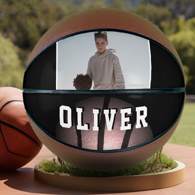Modern Metallic Basketball Name Photo Basketball (Creator Uploaded)