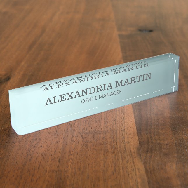 Modern Metallic Blue Name Job Title Nameplate (Side)