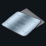Modern metallic blue stainless steel look laptop sleeve<br><div class="desc">Modern simple,  minimalistic image of a blue metallic background stainless steel look with a shiny blue accent.</div>
