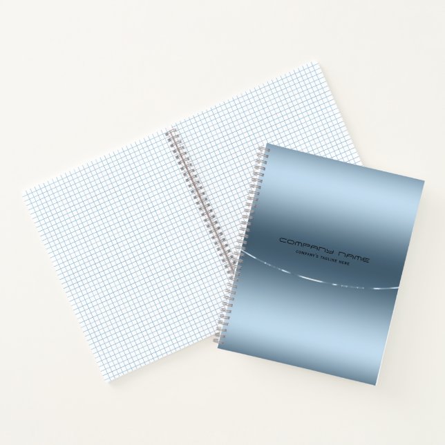 Modern metallic blue stainless steel look notebook (Inside)