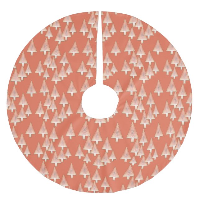 Modern metallic Christmas trees - copper & rust Brushed Polyester Tree Skirt (Front)