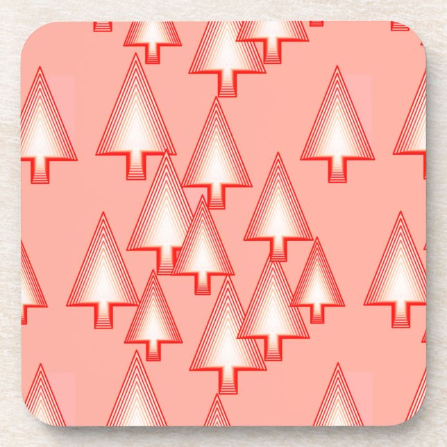 Modern metallic Christmas trees - coral orange Coaster (Front)