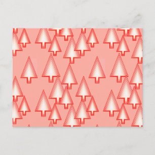 Modern metallic Christmas trees - coral orange Holiday Postcard