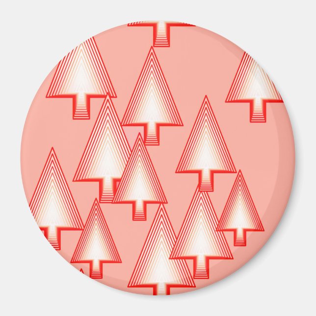 Modern metallic Christmas trees - coral orange Magnet (Front)