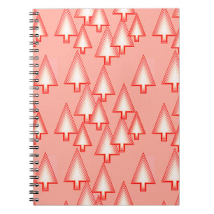 Modern metallic Christmas trees - coral orange Spiral Notebook