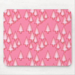 Modern metallic Christmas trees - coral pink Mouse Pad