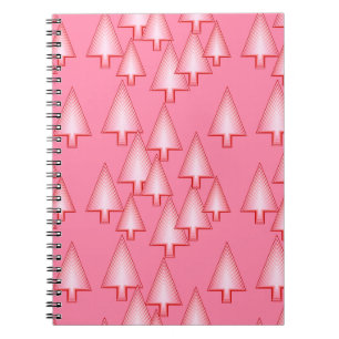 Modern metallic Christmas trees - coral pink Spiral Notebook