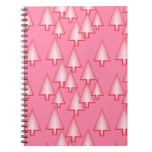 Modern metallic Christmas trees - coral pink Spiral Notebook (Front)