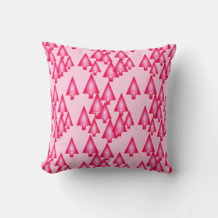 Modern metallic Christmas trees - fuchsia pink Cushion