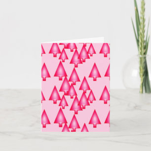 Modern metallic Christmas trees - fuchsia pink Holiday Card