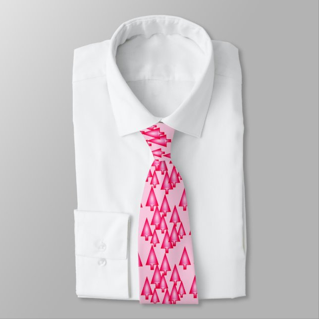 Modern metallic Christmas trees - fuchsia pink Tie (Tied)