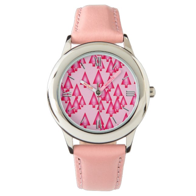 Modern metallic Christmas trees - fuchsia pink Watch (Front)