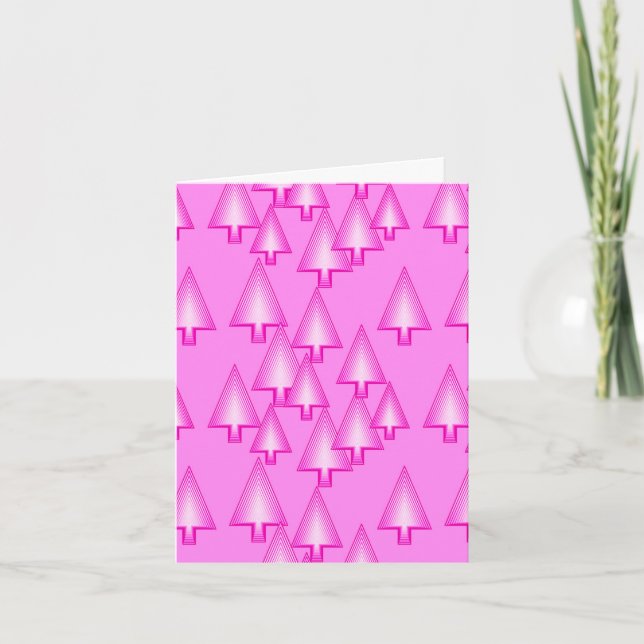 Modern metallic Christmas trees - orchid pink Holiday Card (Front)