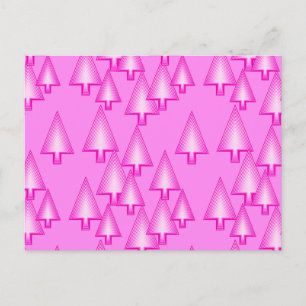 Modern metallic Christmas trees - orchid pink Holiday Postcard