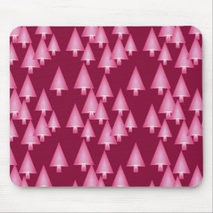 Modern metallic Christmas trees - pink & wine Mouse Pad