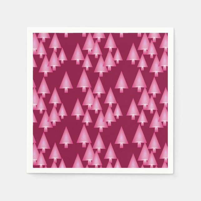 Modern metallic Christmas trees - pink & wine Napkin (Front)