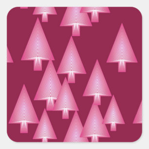 Modern metallic Christmas trees - pink & wine Square Sticker