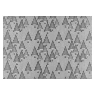 Modern metallic Christmas trees - silver grey Cutting Board