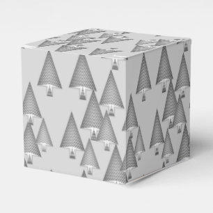 Modern metallic Christmas trees - silver grey Favour Box