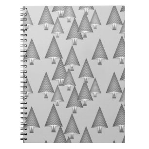 Modern metallic Christmas trees - silver grey Spiral Notebook