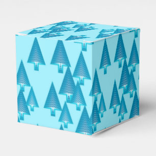Modern metallic Christmas trees - sky blue Favour Box