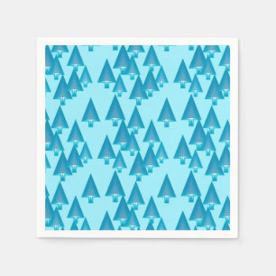 Modern metallic Christmas trees - sky blue Napkin