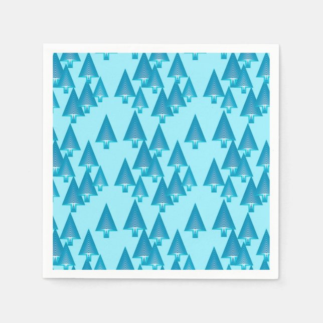Modern metallic Christmas trees - sky blue Napkin (Front)