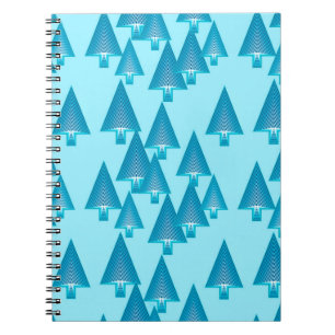 Modern metallic Christmas trees - sky blue Spiral Notebook
