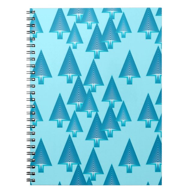 Modern metallic Christmas trees - sky blue Spiral Notebook (Front)