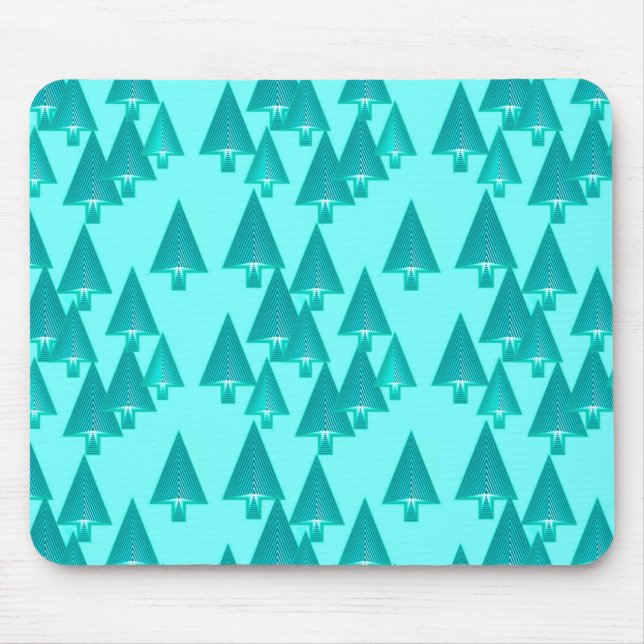 Modern metallic Christmas trees - turquoise Mouse Pad (Front)